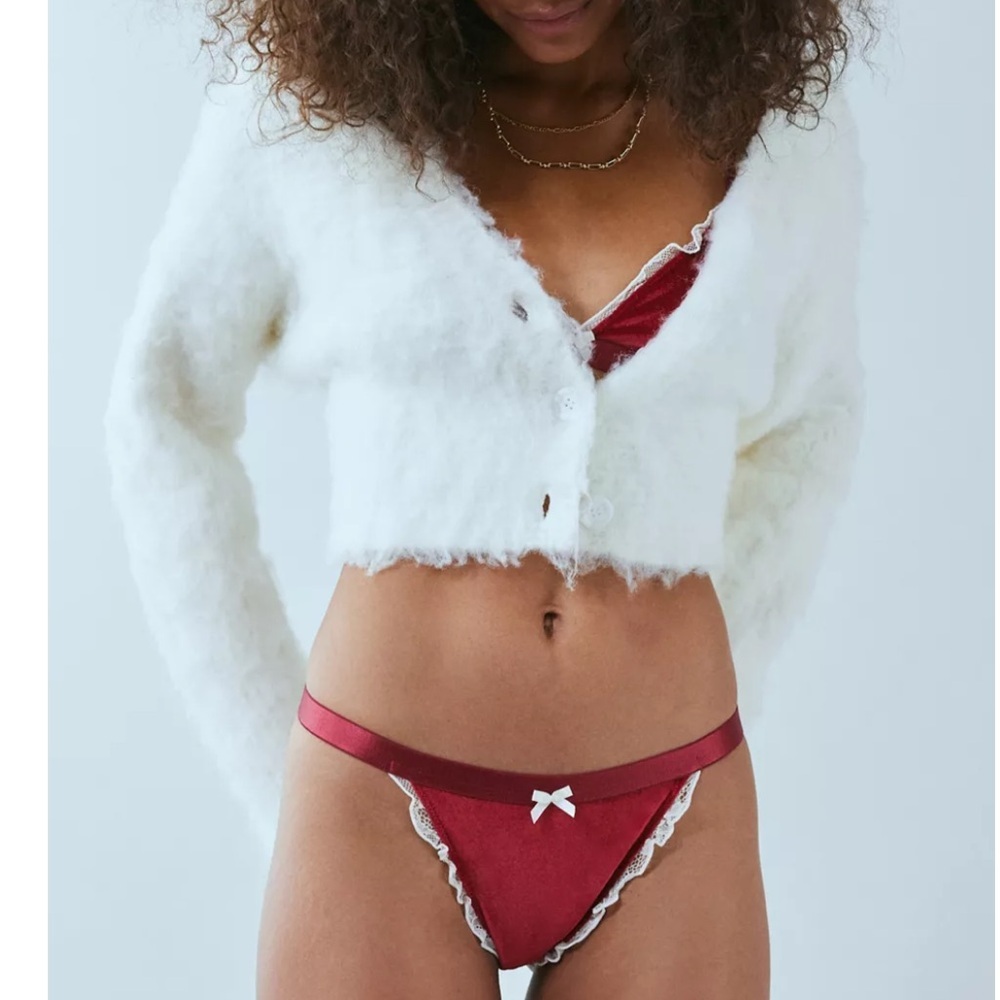 Urban Outfitters out from under X WILD LOVERS Ellie velvet thong size L NWT​ - Picture 2 of 2